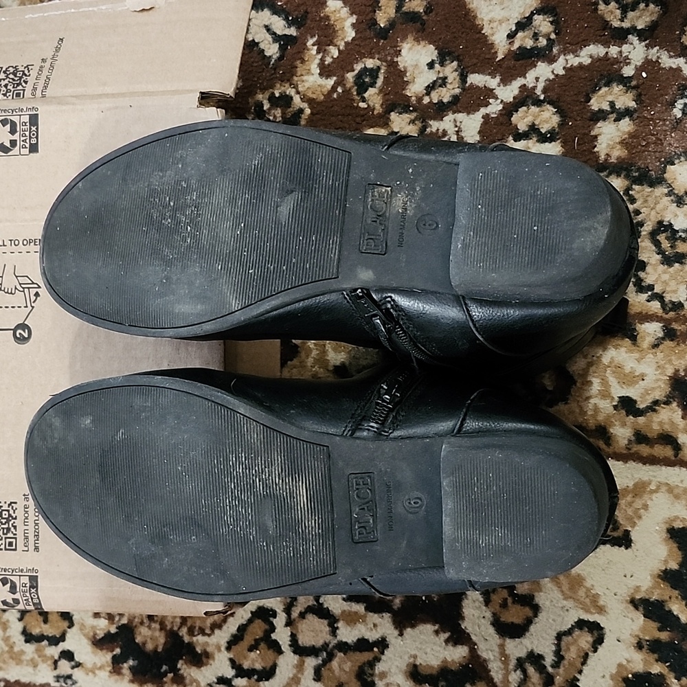 Place Big Girl's Faux Leather Heeled Boots; Size: 6Y, Color: Black - Picture 13 of 16